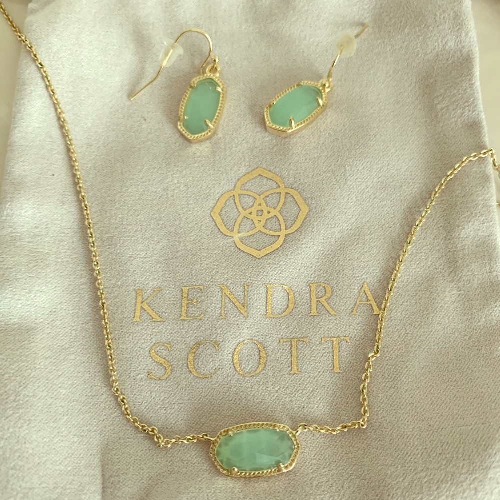 Kendra Scott Mint Elisa Necklace and Earring Set